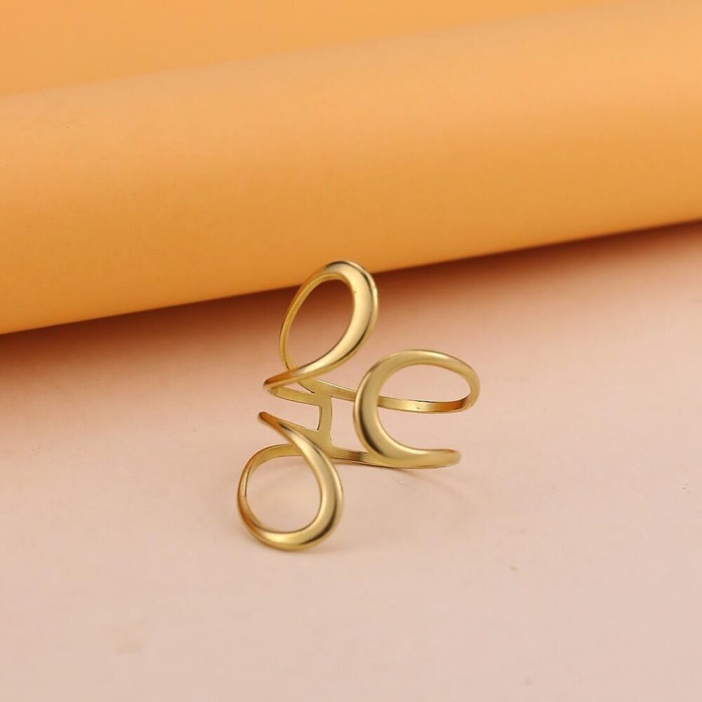 Women's Chunky Gold Non Tarnish Adjustable Thumb Ring Stainless Steel Jewelry - Picture 3 of 6
